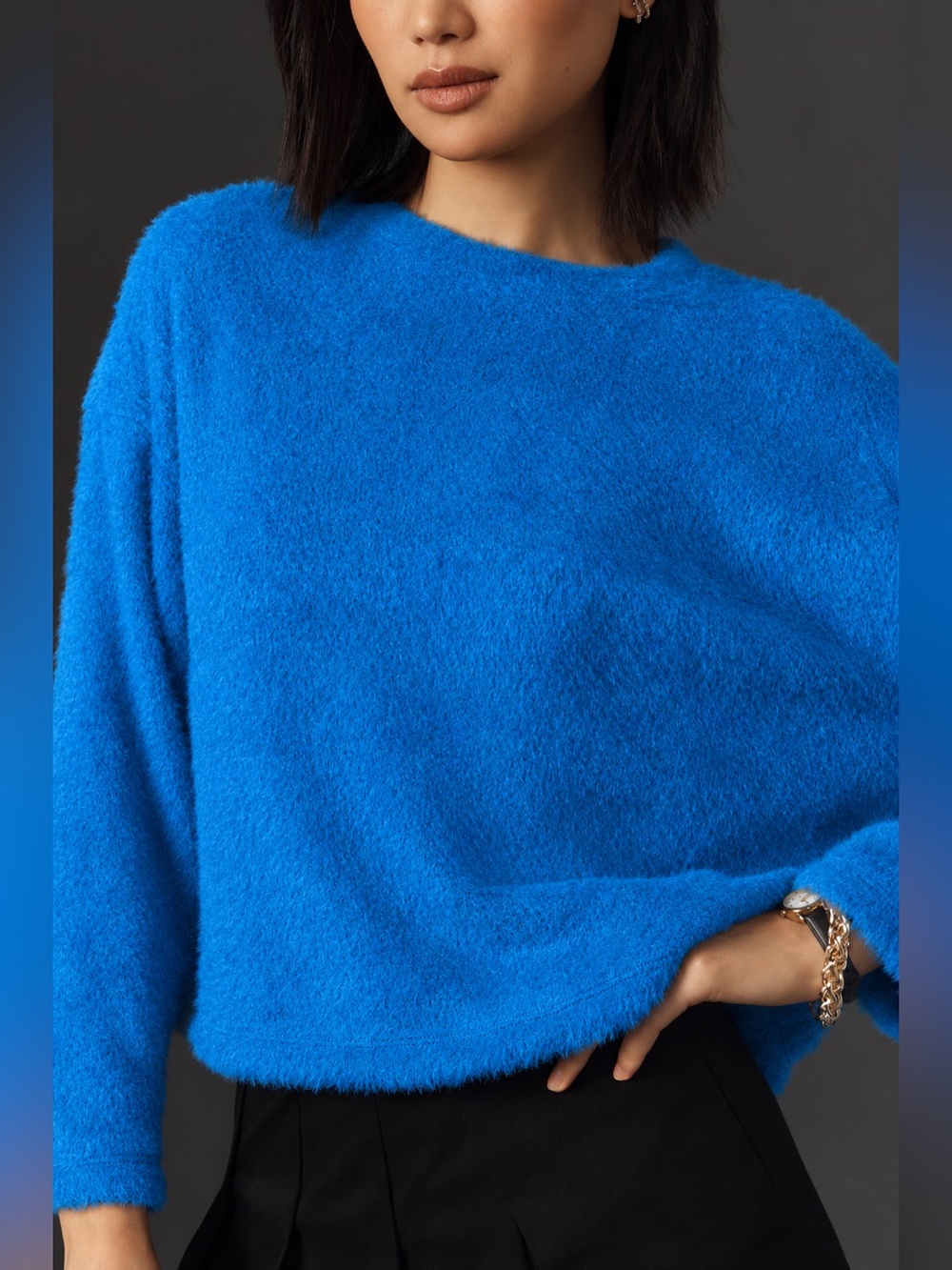 By Anthropologie Cozy Pullover Sweater Soft Eyelash Knit In Blue Size XL